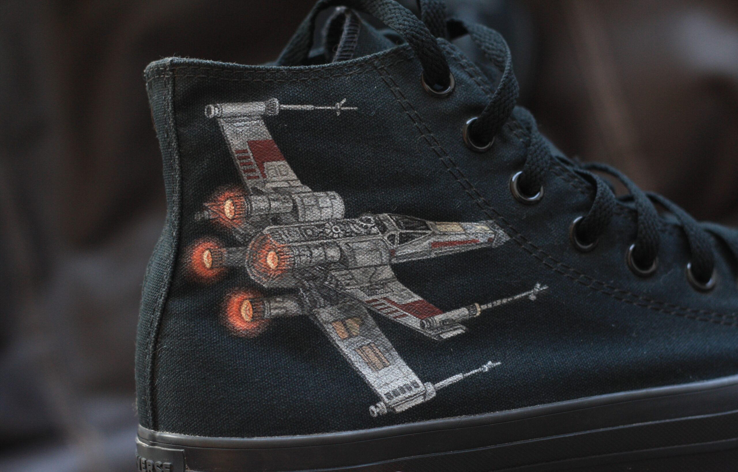 Custom Converse sneakers with X-Wing 